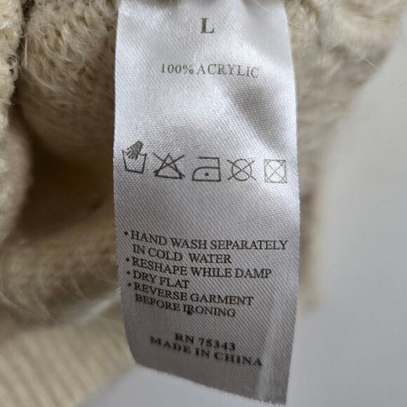 Womens Polka Dot Sequin Collar Fuzzy Knit Sweater Size L Super Soft Glam Cottage - Picture 9 of 11